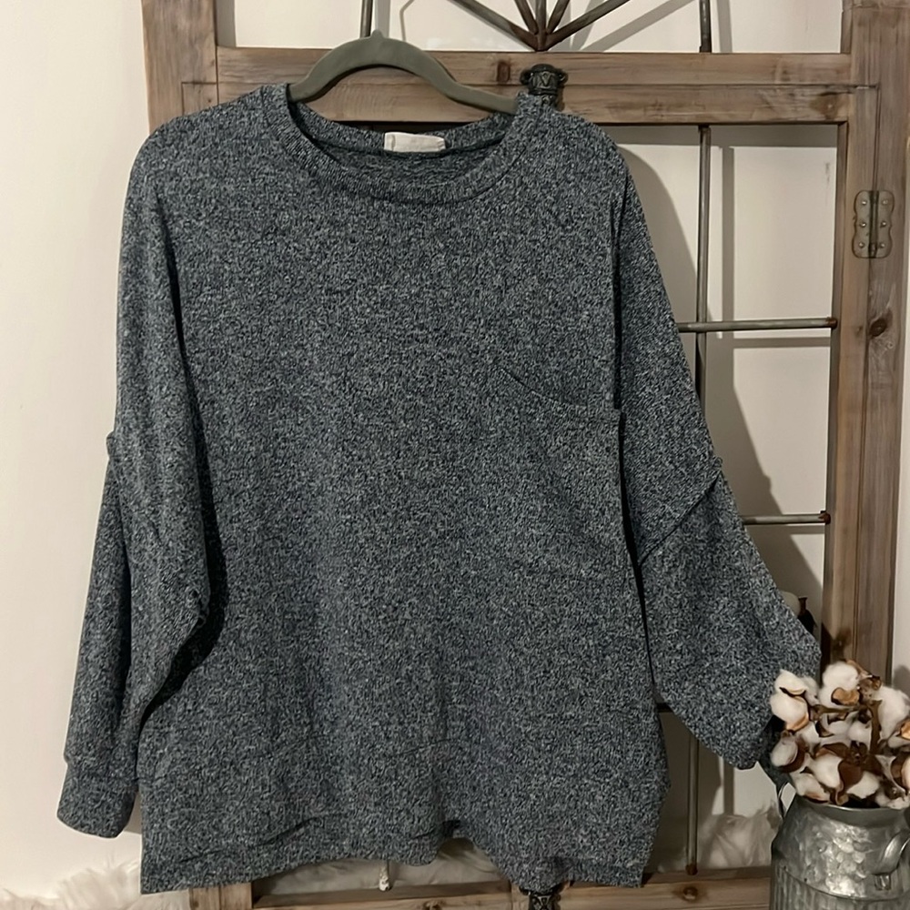 Zenana Outfitters Charcoal Crew Neck Sweater